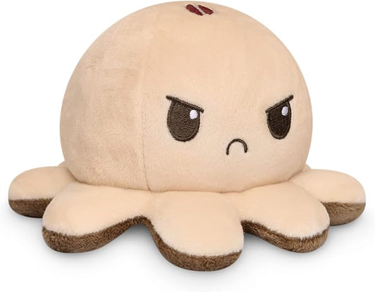 TeeTurtle - The Original Reversible Octopus Plushie - Coffee + Cream - Cute Sensory Fidget Stuffed Animals That Show Your Mood, 4 inch