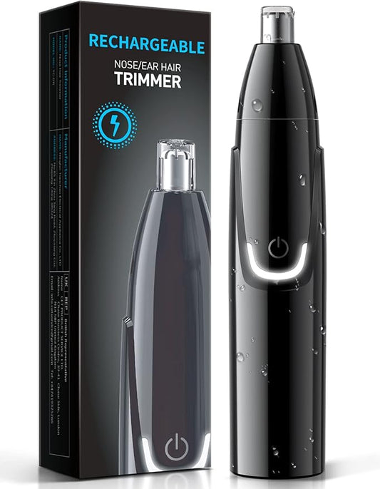 ZORAMI Rechargeable Ear and Nose Hair Trimmer - 2025 Professional Painless Eyebrow & Facial Hair Trimmer for Men Women, Powerful Motor and Dual-Edge Blades for Smoother Cutting Black