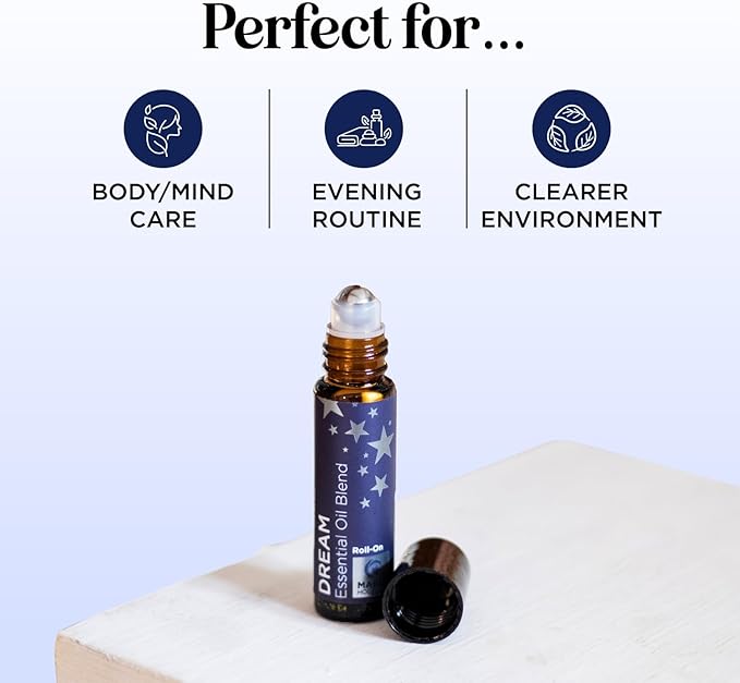 Sleep Essential Oil Roll On - Aromatherapy Essential Oil Roller for Restful Sleep and Relaxation with Pure Lavender & Roman Chamomile - Calming Pre-Diluted Blend for Nighttime Aromatherapy (3-Pack)