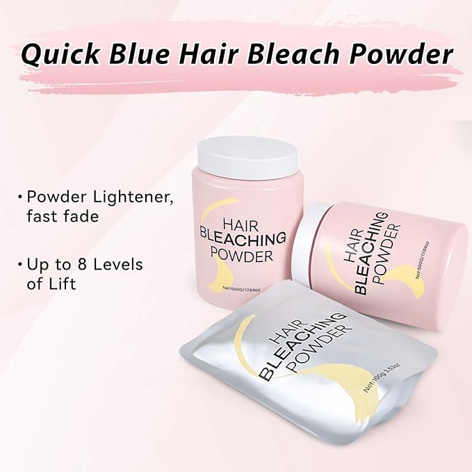 Hair Bleach Powder, Professional Lightening Bleach for Hair, Strong & Gentle Bleach Powder for Hair, Lift Up to 8 Levels, Perfect for DIY Blonde Highlights & Lightening (500g/17.64 oz)