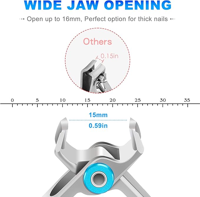 Toenail Clippers for Seniors Thick Toenails, Heavy Duty Nail Clippers for Men with 15mm Wide Jaw Opening, Large Toe Nail Clippers with Long Handle for Thick Nails Gift for Men Dad Him