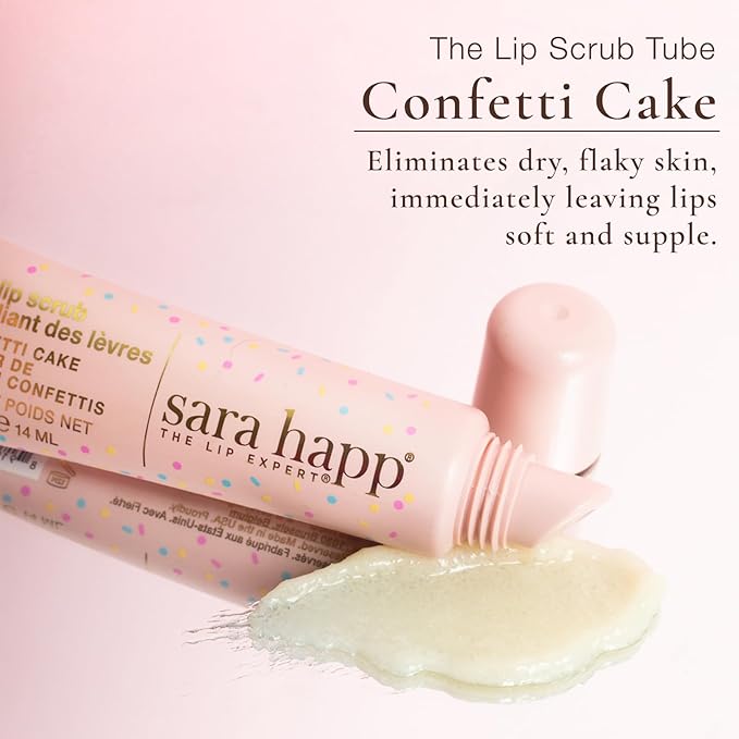 Sara Happ Sweet Glow and Go: Confetti Cake Lip Scrub Exfoliator + Vanilla Bean Lip Scrub Duo—Exfoliating Lip Treatment, Moisturizer for Dry and Flaky Lips, Vegan, (0.5 Fl Oz each)