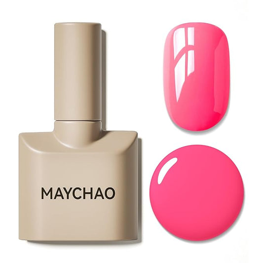 MAYCHAO 15ML Gel Nail Polish 1Pc Bright Pink Gel Polish Soak Off UV LED Nail Lamp Curing Nail Polish for Nail Art Manicure Salon DIY at Home, 0.5 OZ