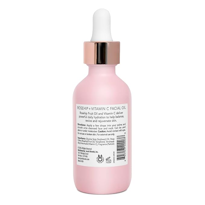 Pearlessence Rosehip Balancing Facial Oil + Rosehip Fruit Oil & Vitamin C | Daily Hydration to Help Balance & Revive Skin | Made in USA & Cruelty Free