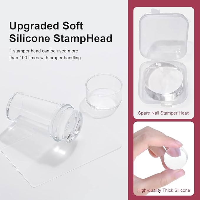Nail Art Stamper Clear Silicone Nails Stamping Jelly with Scraper Transparent Visible Body DIY Manicure Nail Art Tool C
