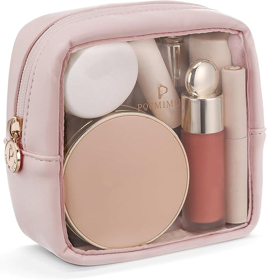 Pocmimut Makeup Bag,Mini Makeup Bag Cute Pouch Purse Organizer Travel Essentials,Clear Makeup Pouch for Car Accessories for Women,Pink