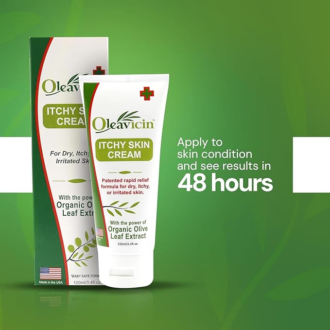 Oleavicin Extra Strength Anti-Itch Cream (3 Pack) for Dry, Itchy Skin Relief – Natural Fungal & Rash Treatment with Olive Leaf Extract – Fast-Acting, Long-Lasting Itch Relief