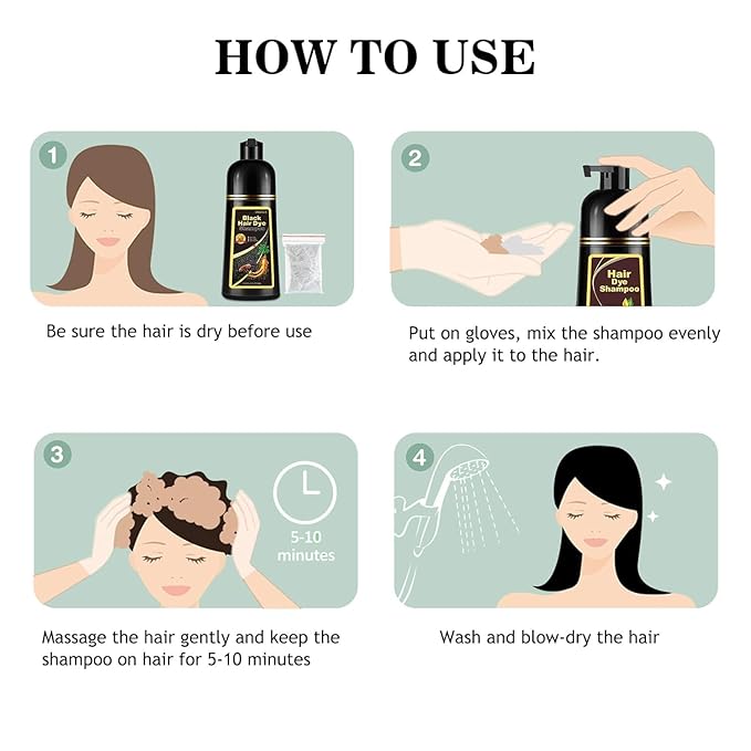 Herbal Instant Purple Hair Dye Shampoo - 3 in 1 Long Lasting Hair Color for Women and Men, Colors in Minutes, Shampoo Para Canas