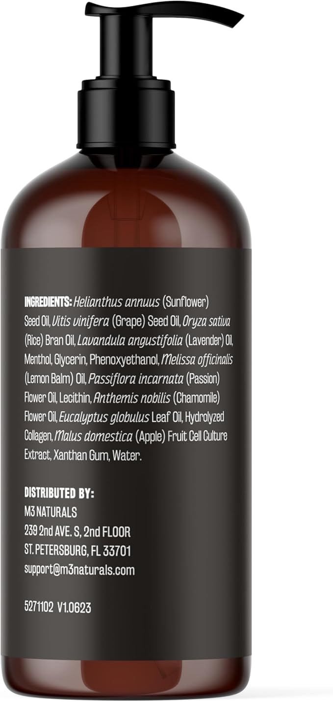 Lavender Massage Oil with Collagen and Stem Cells - Skin Firming Therapy Oil for Cellulite and Quick Absorption on Bum, Thighs, and Belly, 8 fl oz (Pack of 2) by M3 Naturals