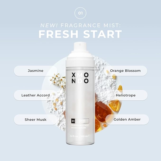XMONDO 01 Fresh Start Fragrance Mist - Lightweight Hair & Body Perfume Mist with Hyalurionic Acid & Squalane, Fresh Clean Scent, 3.4 fl oz / 100 mL