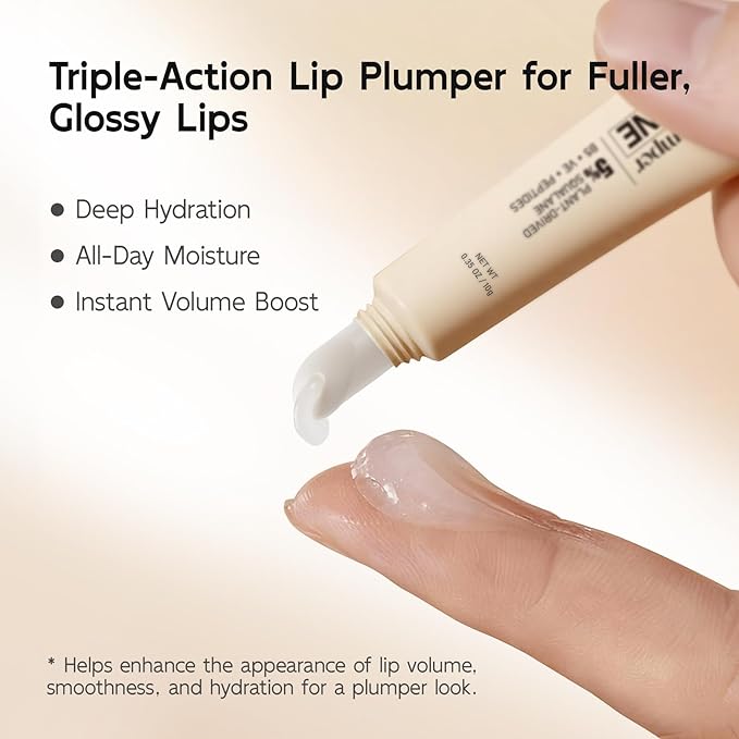 YouthVibe Hydrating Lip Primer & Plumper Gloss - 5% Volufiline™, Squalane, Shea Butter, Collagen, Peptide & PDRN - Moisturizing Lip Care for Smoother, Softer Lips