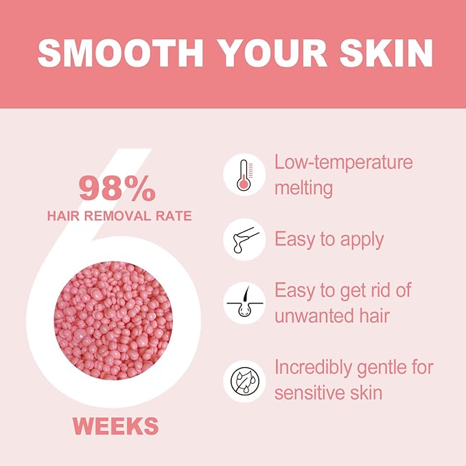 3lb Hard Wax Beads Bulk, Hypoallergenic Brazilian Waxing Bead, Unscented Sensitive Skin Stripless Coarse Hair Removal Wax bean Refill for Body, Face, Bikini Line, Underarm, Chest, Legs