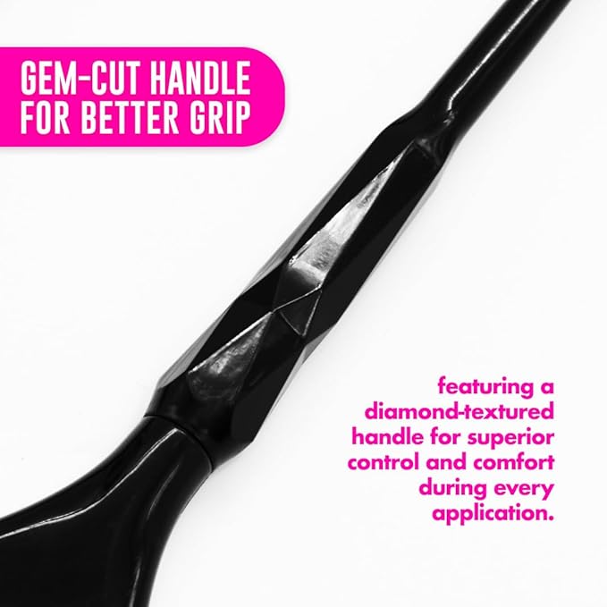 Colortrak Black Diamond Color Brushes, Gem Cut Handles for a Firm Slip-Resistant Hold with Tapered Ends for Sectioning - 1 Firm Brush and 1 Feather Brush