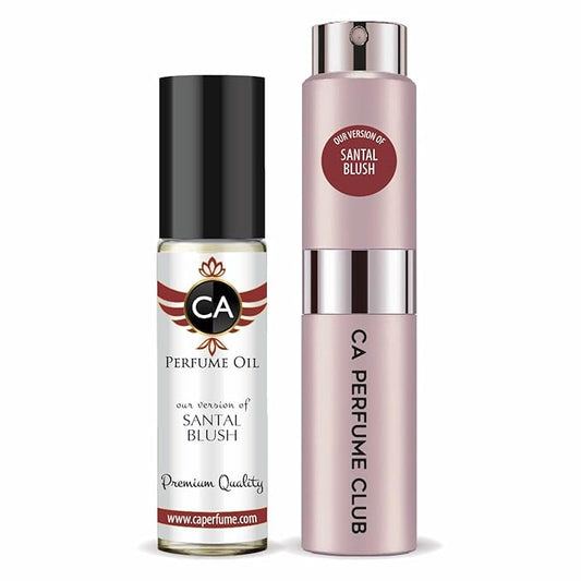 CA Perfume Duo Impression of Santal Blush For Women Perfume Layering Set Long Lasting Travel Size EDP + Body Oil Roll-On Bottle 0.27 Fl Oz+0.33 Fl Oz