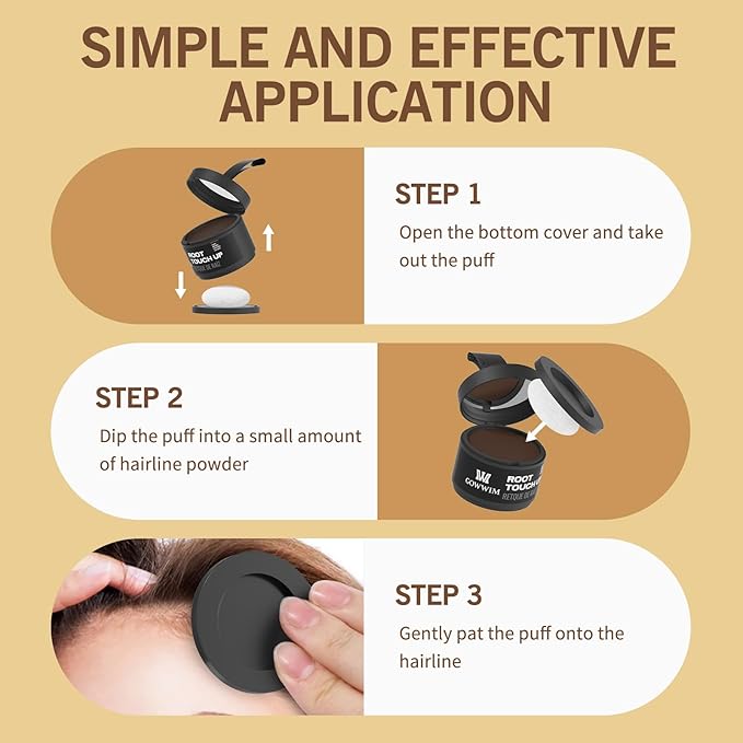 Hairline Powder (Light Brown) Hair Root Dye, Instantly Color Shadow for Thin and Gray Hair Roots - 4g