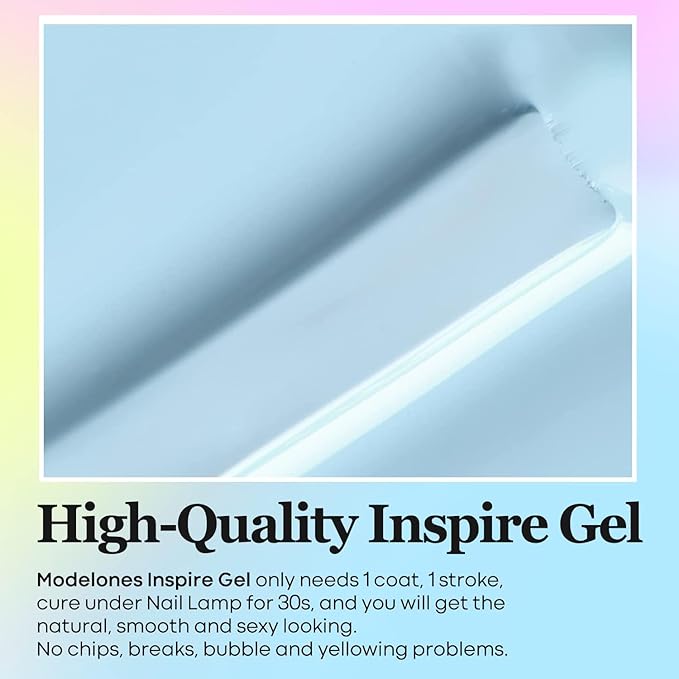 modelones Blue Gel Nail Polish, Pastel Light Blue Polish 15 ML Soak Off Soft Nail Polish Gel Nail Art Starter Salon Manicure Holiday Gift for Women Girl