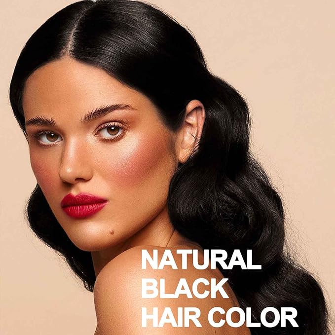 Natural Black Hair Shampoo, Hair Dye Shampoo 3 in 1, Shampoo Para Canas for Men Women, Hair Dye 100% Gray Coverage for All Hair Types 16.9 Fl Oz (Black)