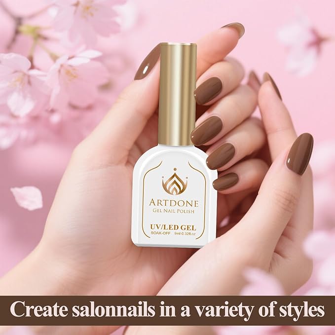 Artdone Gel Nail Polish Hema-free Solid Color Brown For All Seasons Neutral Soak Off LED Lamp Needed For Manicure Nail Art