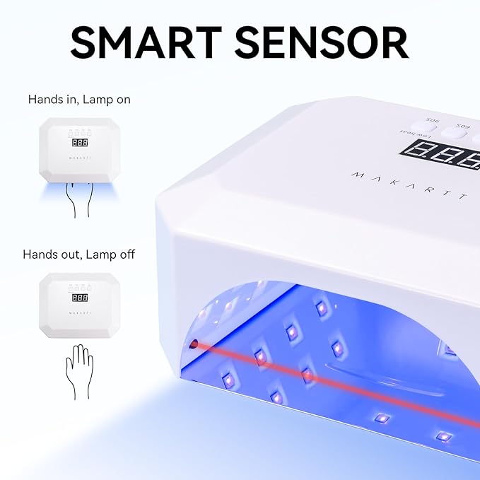 Makartt UV LED Nail Lamp: UV Light for Gel Nails Rechargeable Aurora 36W Gel Lamp with 4 Timers & Auto Sensor Professional Fast Curing Cordless Nail Light for Home Salon Manicure