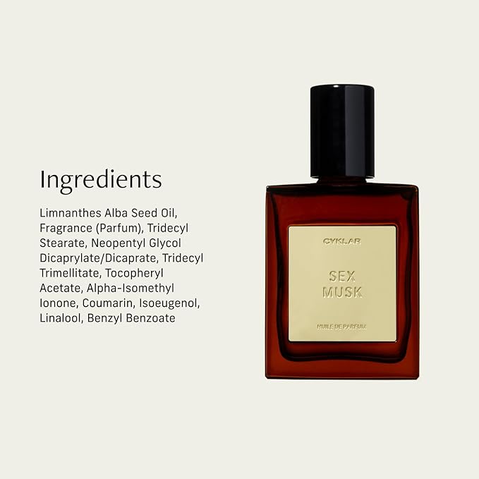CYKLAR Perfume Oil Roll-On. Travel-Friendly Sex Musk Fragrance with Rose, Tonka Bean, and Musk Notes. Long-Lasting Essential Oil Parfum for Women and Men. 0.5 Fl Oz Scented Rollerball Bottle