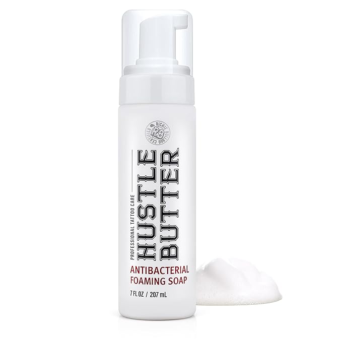 Hustle Butter Tattoo Soap & Aftercare Balm - Antibacterial Soap, Safe To Use While Healing, Vegan, No Petroleum - 5 Ounce Balm & 7 Ounce Tattoo Wash Kit