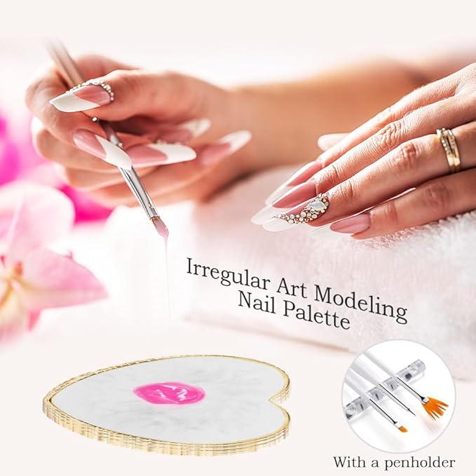 Nail Art Tools 27Pcs Set,Nail Art Brush,Resin Nail Art Palette,5 Pcs Nail Art Sculpture Pen,2-way Acrylic Silicone Engraving Pen Dotting Pen Tools Nail Art Kit for Nail Art DIY