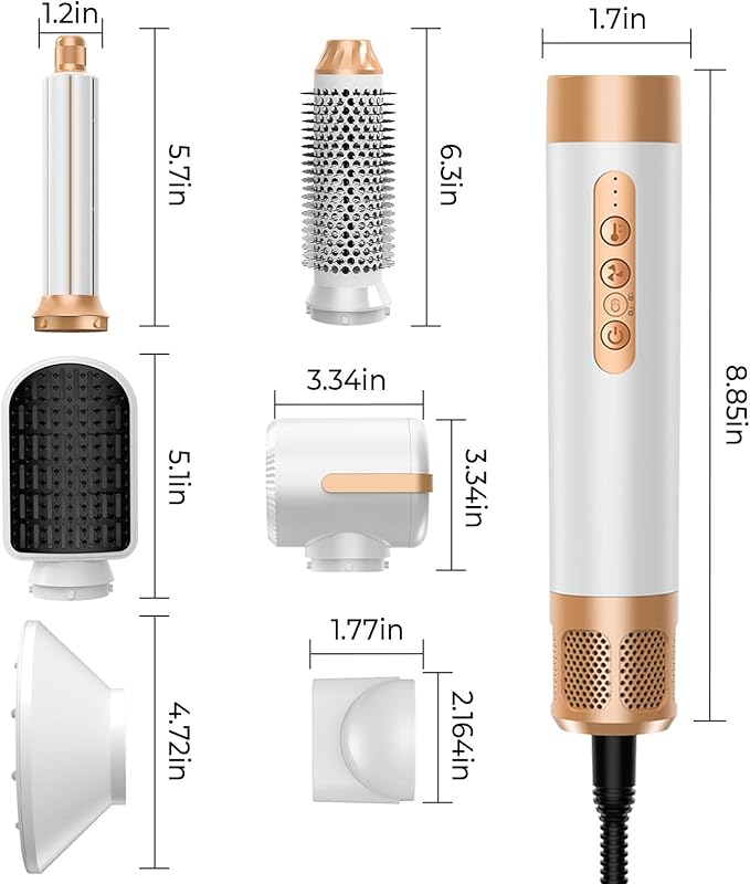 Blow Dryer Brush 7 in One, Negative Ion Hair Set Upgrade Hot Air Styler Wrap Curler, Curling Iron Styling Tools As A Gift for Straight/Curl/Drying/Smoothing