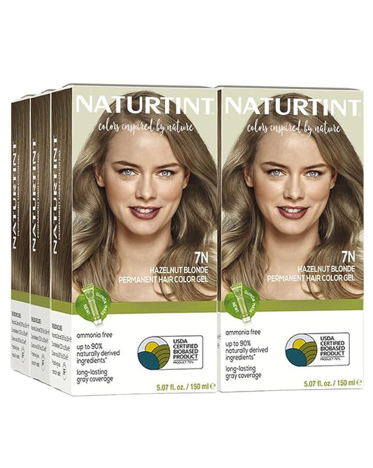 Naturtint 7N Hazelnut Blonde Permanent Hair Color (Pack of 6), Ammonia Free, Vegan, Cruelty Free, up to 100% Gray Coverage, Long Lasting Results (Packaging may vary)