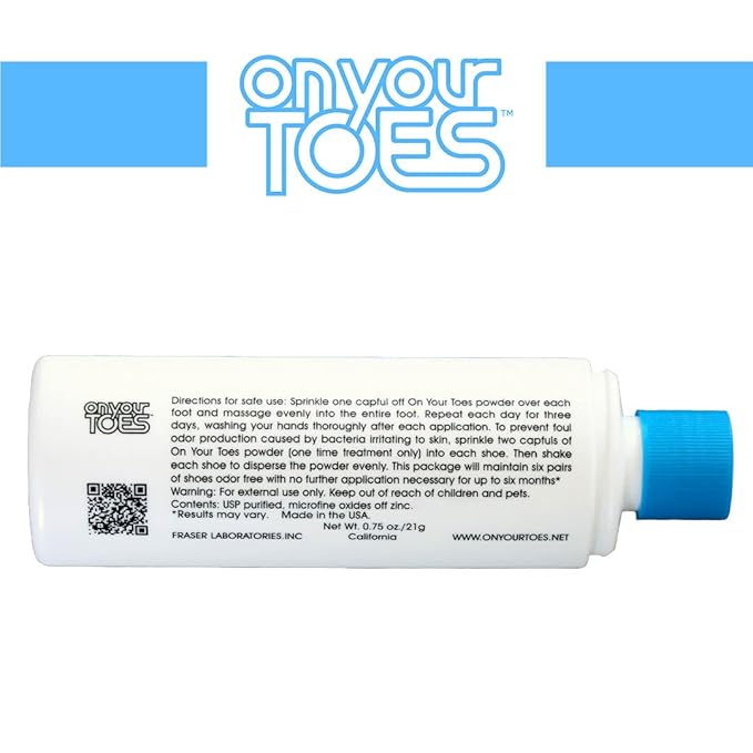 On Your Toes Natural Foot and Shoe Odor Eliminator –Shoe Deodorizer with Body Powder to Neutralize Smelly Odors – Long-Lasting, Fast-Acting Foot Powder for Kids and Adults (4 Pack)