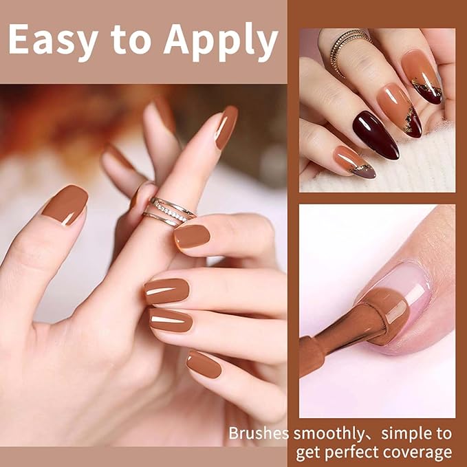 JR 9 Pcs 0.5oz Orange Fall Gel Polish Set Bright Shades for Beach Vacations & Pool Parties, Quick Dry, Fade-Proof Halloween Color Soak Off Fall Gel Polish Home DIY Gift Yellow Series