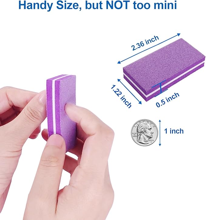 Nail Buffers (60 Pack), Buffer Block Nail File for Acrylic Nails and Natural Nails, 100/180 Grit Small Nail Buffer Block Bulk Buffing Blocks for Nail Buff Professional Manicure File Blocks Set Purple