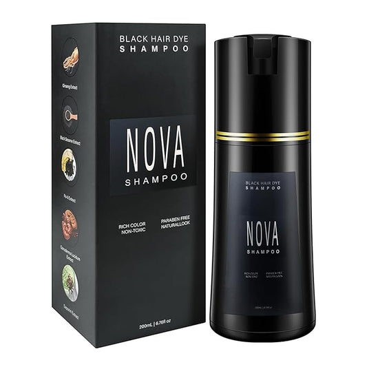 Hair Dye Shampoo & Champu Para Canas - Natural 3-in-1 Instant Gray Coverage for Men & Women (Black)