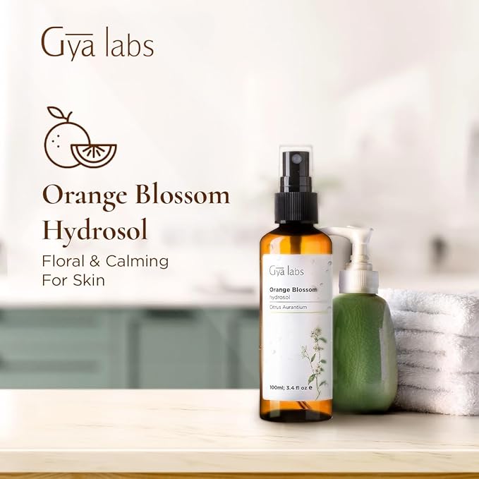 Gya Labs Orange Blossom Hydrosol - 3.4 Fl Oz - Face & Body Mist for Skin Toner & Hair Refresher - As Pillow, Room & Linen Spray for Fresh Scent