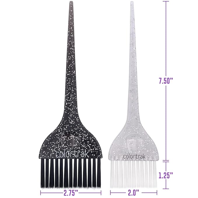 Colortrak Galaxy Glitter 2 Piece Hair Brush Set for Highlighting and Coloring Hair Sections, Includes 1 2.5 Inch Wide Celestial Glow Soft Bristles and 3 Inch Wide Meteor Shower Stiff Bristle Brush