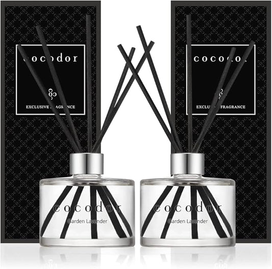 COCODOR Signature Reed Diffuser Set/Garden Lavender / 6.7oz /2 Pack/Home Fragrance Diffuser, Oil Scent Diffuser for Bathroom Shelf Decor