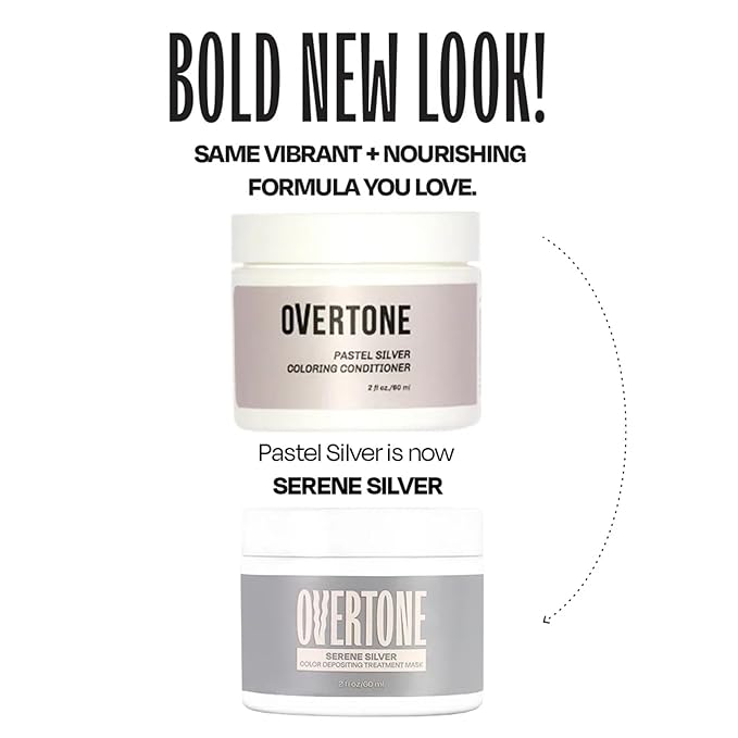 Overtone Semi Permanent Hair Color Conditioner, Cruelty-Free Hair Tint/Dye - Serene Silver, 8 oz, Nourishing, Damage-Free, Color Depositing Mask for All Hair Types with Shea Butter & Coconut Oil