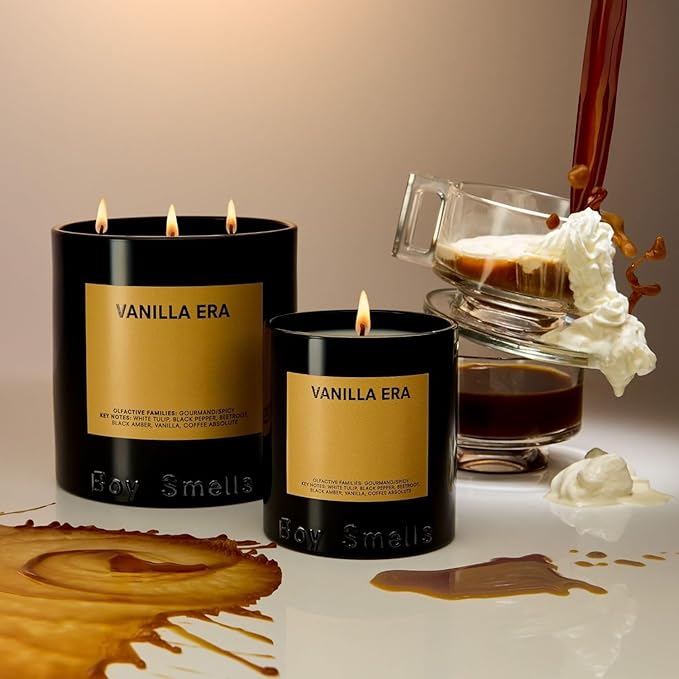 Boy Smells - Vanilla Era Scented Candles for Men and Women - 27 oz - Soy, Coconut Wax Candle Blend - Aromatic Candles for Home with Black Amber, Coffee, Incense - 100-Hour Burn - Cotton Wick