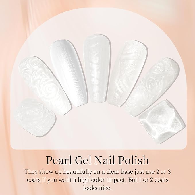 MAYCHAO 15ML Pearl Gel Nail Polish 1Pc Pearlescent Shell White Nail Polish Soak Off Shimmer Mermaid Gel Polish for Nail Art Manicure Salon DIY at Home, 0.5 OZ