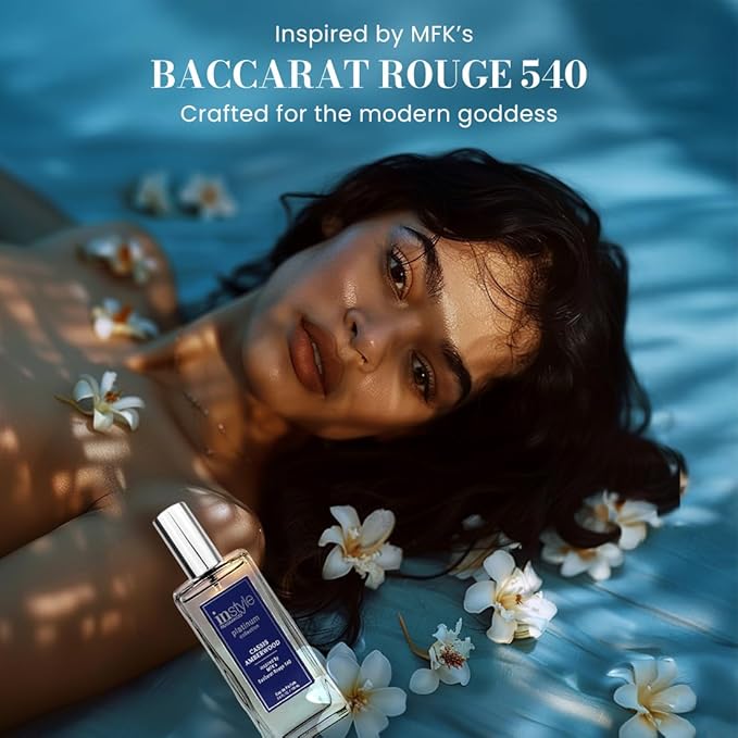 Instyle Fragrances, Platinum Collection, Cassis Amberwood, Inspired by MFK’s Baccarat Rouge 540, Women’s Eau de Parfum, CLEAN, Vegan, Paraben-Free, Never Tested on Animals, 3.4 Fluid Ounces