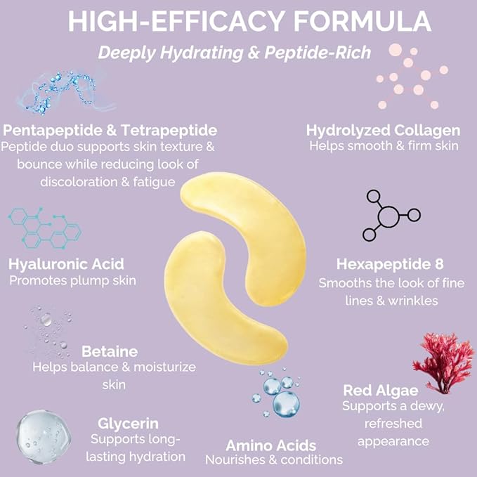 Under Eye Patches for puffy eyes and dark circles, Collagen & Peptides Skincare, Gold Eye Masks for dark circles and puffiness, Self Care Gifts for Women & Men, Under Eye Mask Patches 24 Pairs - Gold