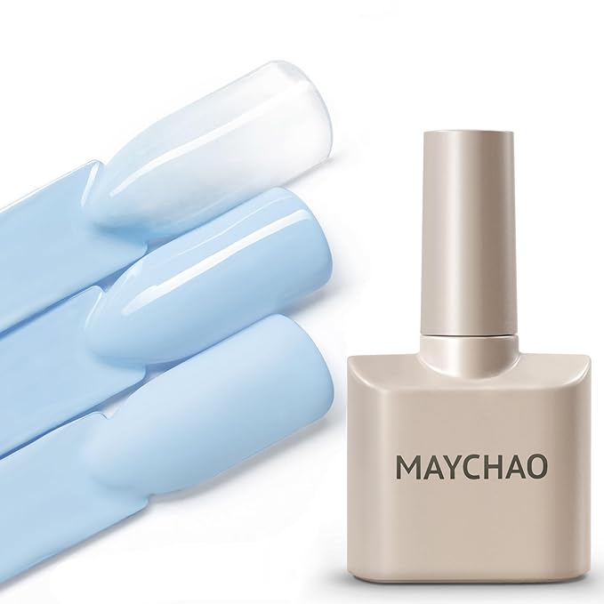 MAYCHAO 15ML Baby Blue Gel Nail Polish 1Pc Light Pastel Blue Gel Polish Soak Off UV LED Nail Polish Nail Art Starter Manicure Salon DIY at Home, 0.5 OZ