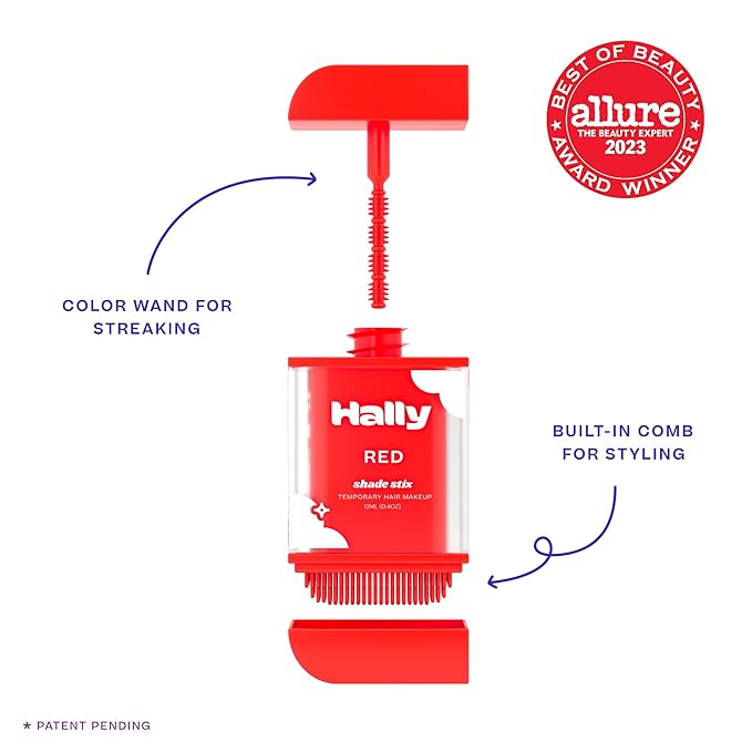 Hally Hair Temporary Hair Color, Shade Stix (Red) - Hair Makeup Accessories for Kids, Teens & Adults - 12 ml Washable Hair Chalk & Dye for Festivals, Sporting Events & Parties