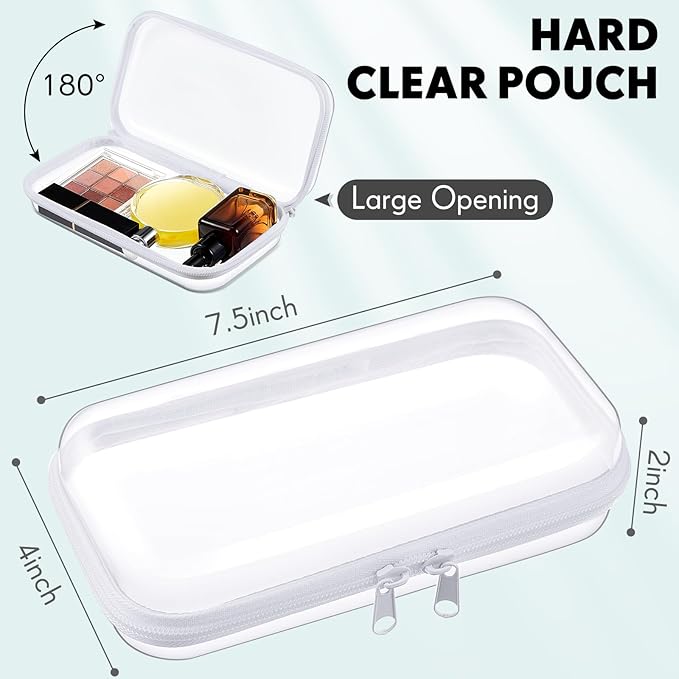 Sanwuta 10 Pcs Hard Zipper Case Clear Hard Pouches Plastic Zipper Pencil Box Toy Storage Bins Portable Plastic Container for Travel Toiletry Office Cosmetic Block Puzzle Organizer(S,Clear)