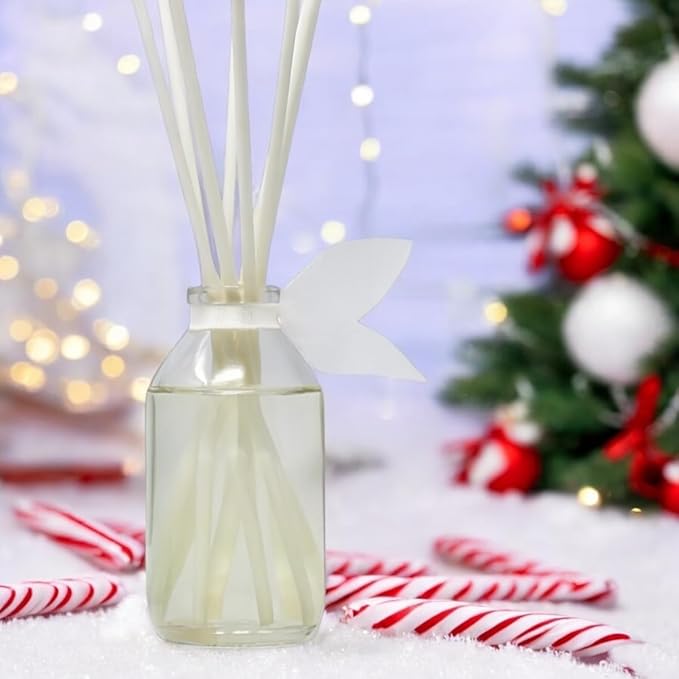 LOVSPA Reed Diffuser Set, Peppermint Bark Scented Oil Diffuser with Sticks, Home Fragrance Accessories for Bathroom Shelf Decor, Aroma Diffusers for Home or Office Desk, USA Made