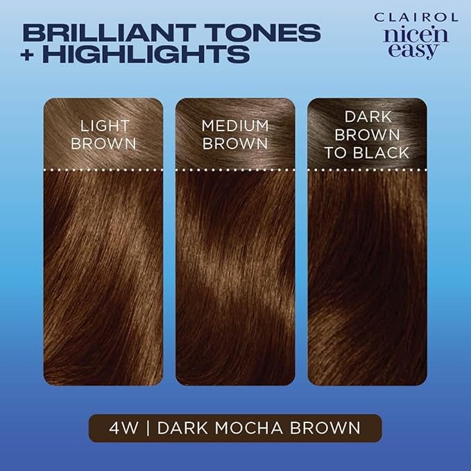 Clairol Nice'n Easy Permanent Hair Dye, 4W Dark Mocha Brown Hair Color, Pack of 3