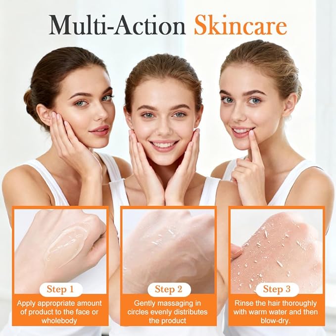 Orange Exfoliating Gel for Face and Body, Deep Pore Orange Peeling Scrub, Cleaning Pores, Remove Blackheads Moisturize Cleansing Smooth,Facial Exfoliating Gel for All Skin