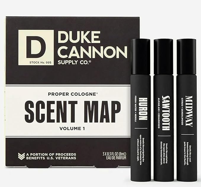 Duke Cannon Supply Co. Proper Cologne, 1.7 Fl Oz - Eau de Parfum for Men (0.9 Fl Oz, Sawtooth + Huron + Midway)