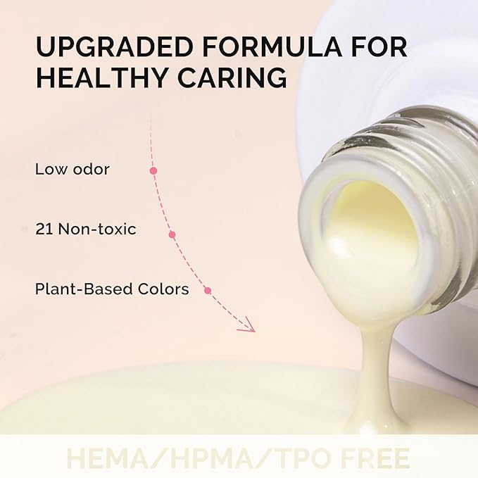 MelodySusie Fleurwee Plant Based Gel Nail Polish, Hema Free Pale Yellow Nail Polish, Soak Off UV LED Gel Polish Gifts for Women 21 Non Toxic Long Lasting Nail Art Manicure Salon DIY at Home P09