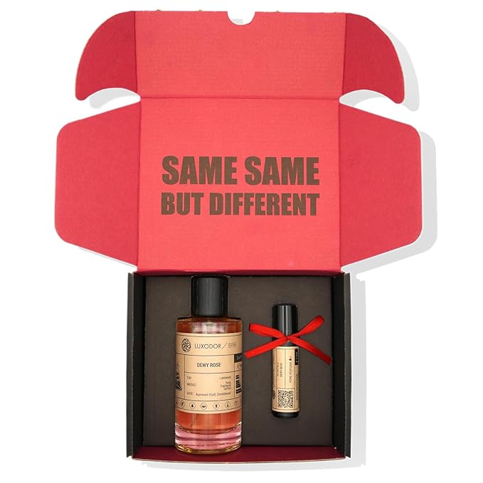 Dewy Rose Eau de Parfum (100ml) with 10 ml Alcohol-Free Roll-On Body Oil Inspired by Oud Ispahan Fragrance For Women and Men