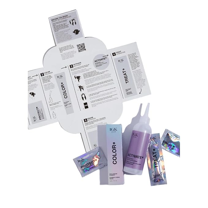 IGK Permanent Hair Dye Color Kit | 1B Moon Dance - Darkest Blue Black | 100% Gray Color Coverage + Strengthen + Shine | Ammonia Free